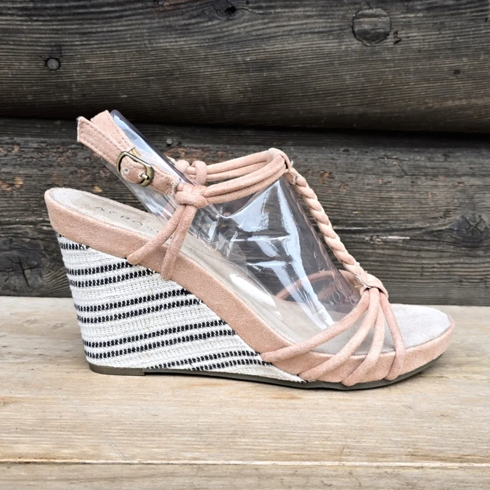 AEROSOLES Port Chester Coastal Boho Nautical Inspired Platform Wedge Sandal 9M